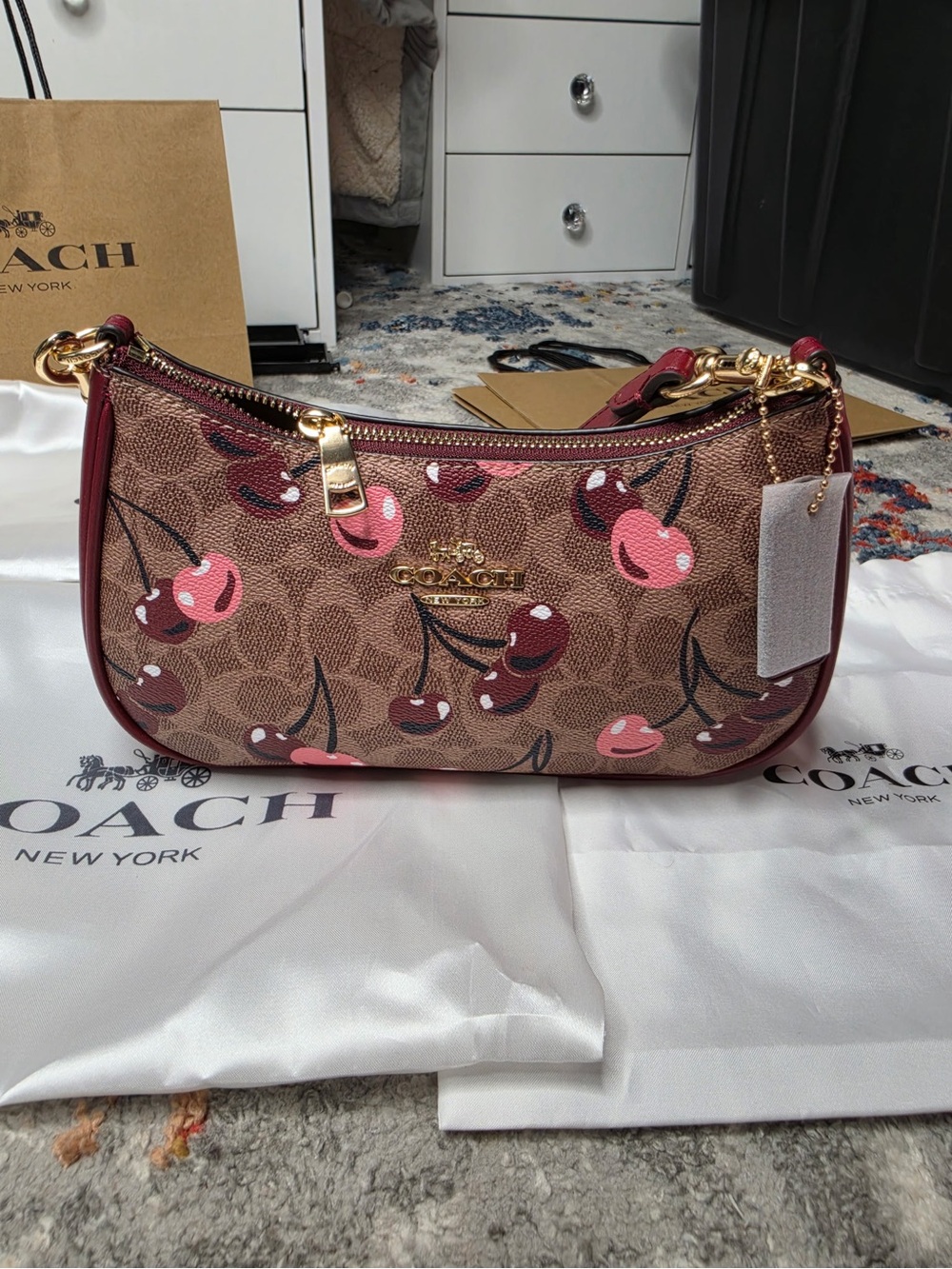 Coach Pink Signature Print Crossbody Bag with Gold Hardware - Picture 4 of 5